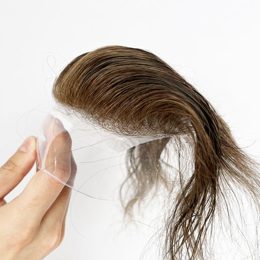 Brown #4 Color 100% Human Hair Super Soft V-loop Topper hairline