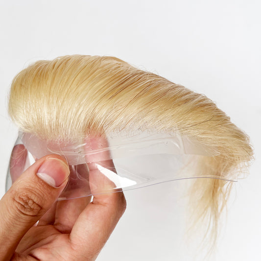 Blonde Color 100% Human Hair Men Receding Hairline