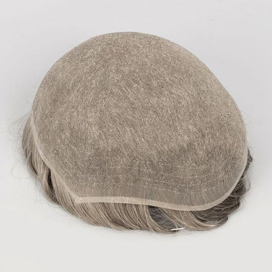 Human Hair Natural Color With 80% Grey Full Lace Hair Systems For Men