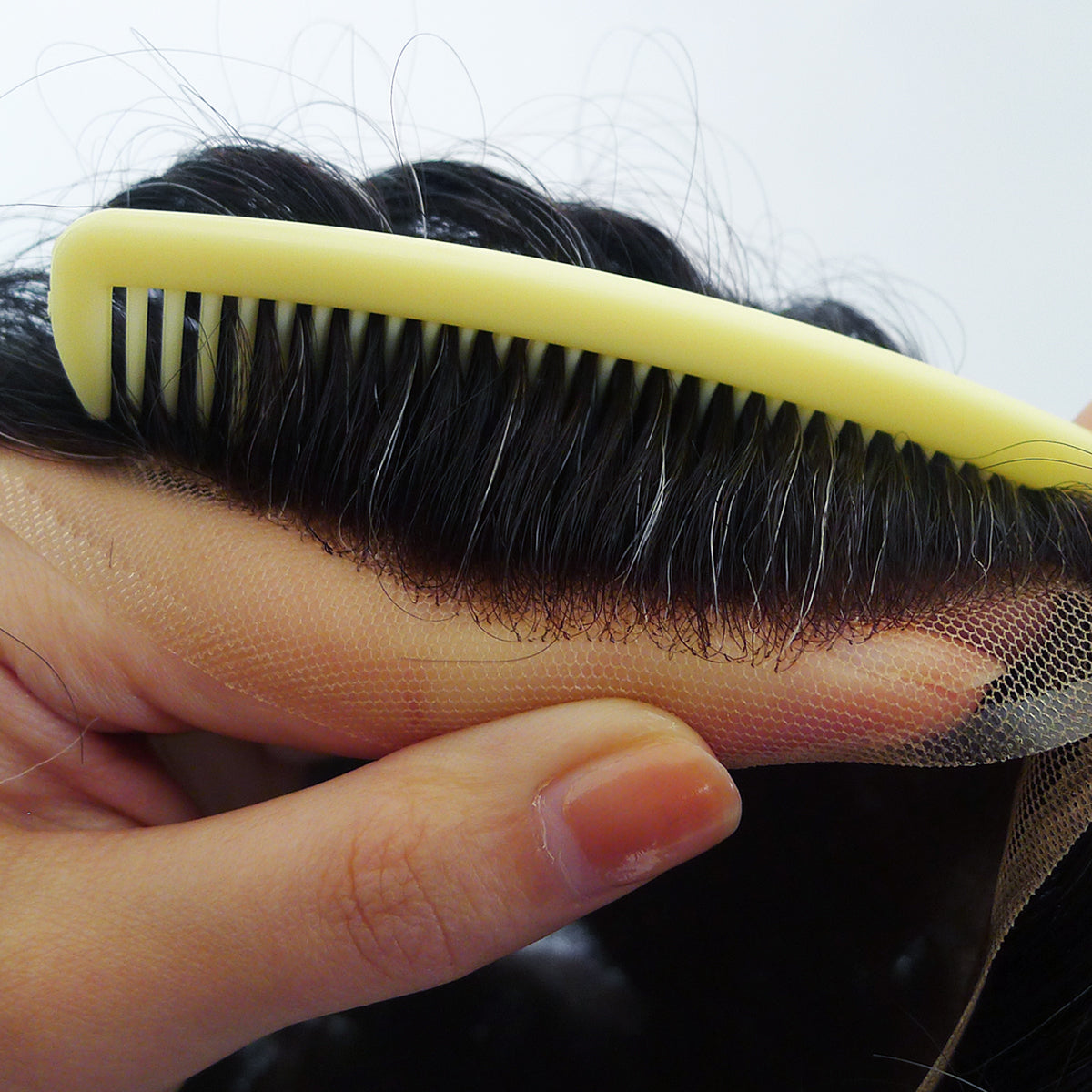 Human Hair Full Lace Toupee Natural Color With 20% Grey Hair System