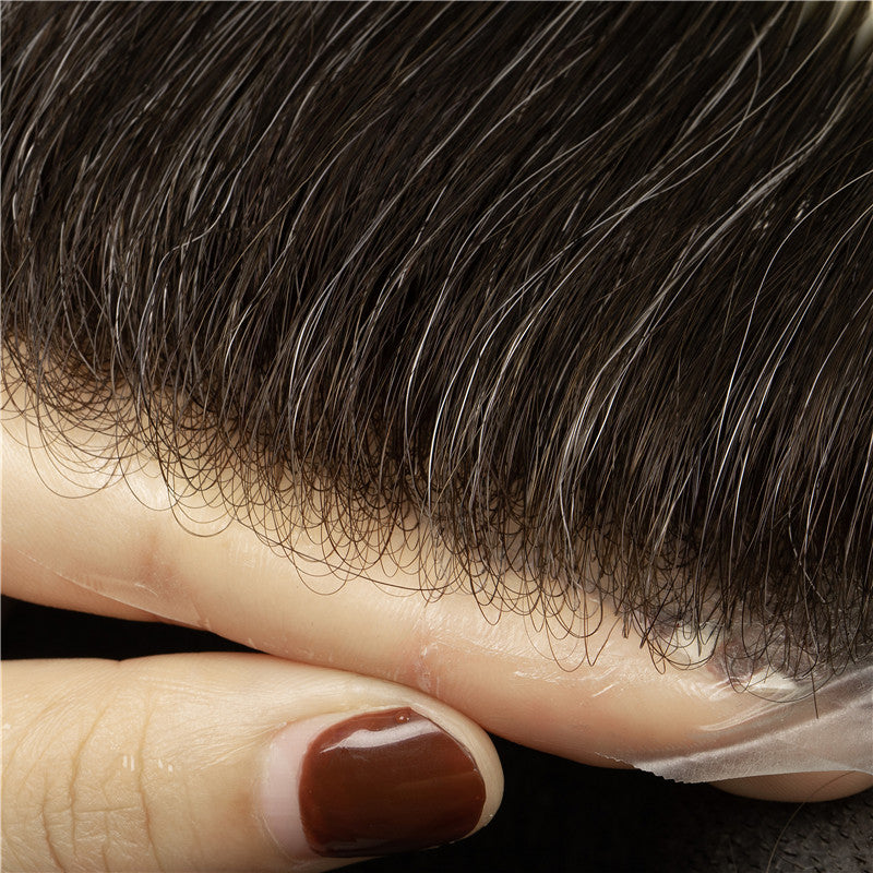 Human Hair Thin Skin V-loop Color #220 Men Toupee