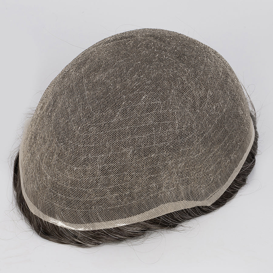 Human Hair Full Lace Toupee Color #2 With 30% Grey Hair System