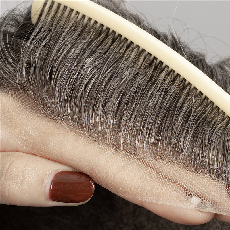 European Hair Color #3 With 50% Grey Full Lace Hair Systems For Men