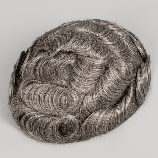 European Hair Color #3 With 50% Grey Full Lace Hair Systems For Men