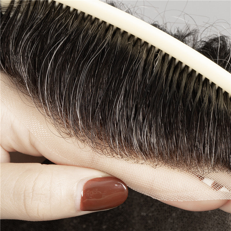 Human Hair French Lace With Clear PU Toupee For Men #1B30