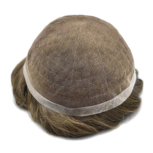 European Hair Full Lace Color #4 With 20% Grey Hair Systems