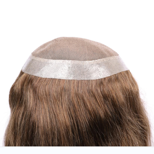 European Longer Hair Toupee French Lace Top With Clear PU For Men