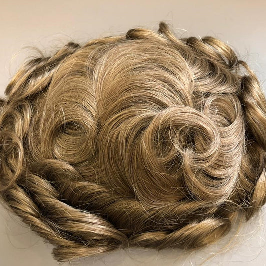 Virgin European Hair Full Lace Base #18 Dark Blond Men Hair Pieces