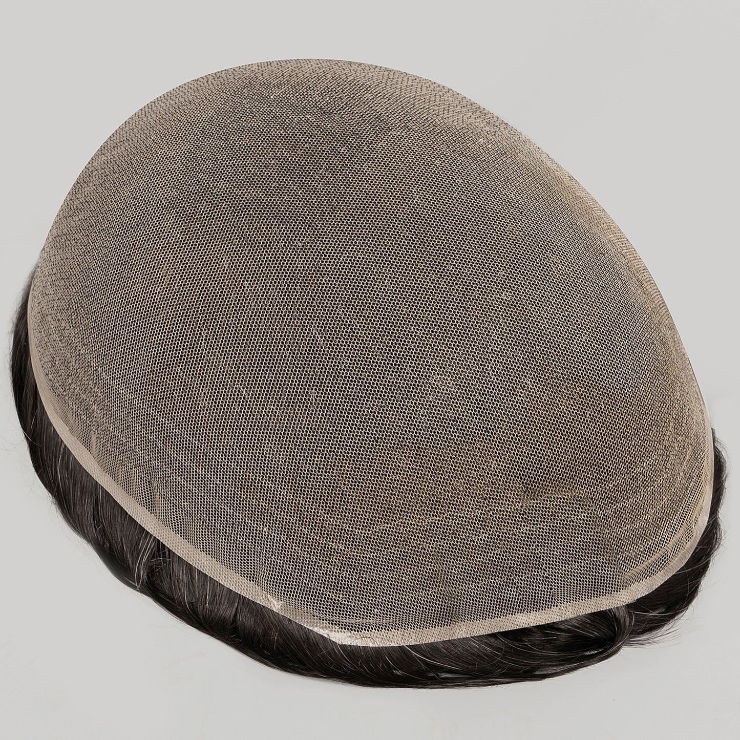 Human Hair Full Lace Toupee Natural Color With 10% Grey Hair System