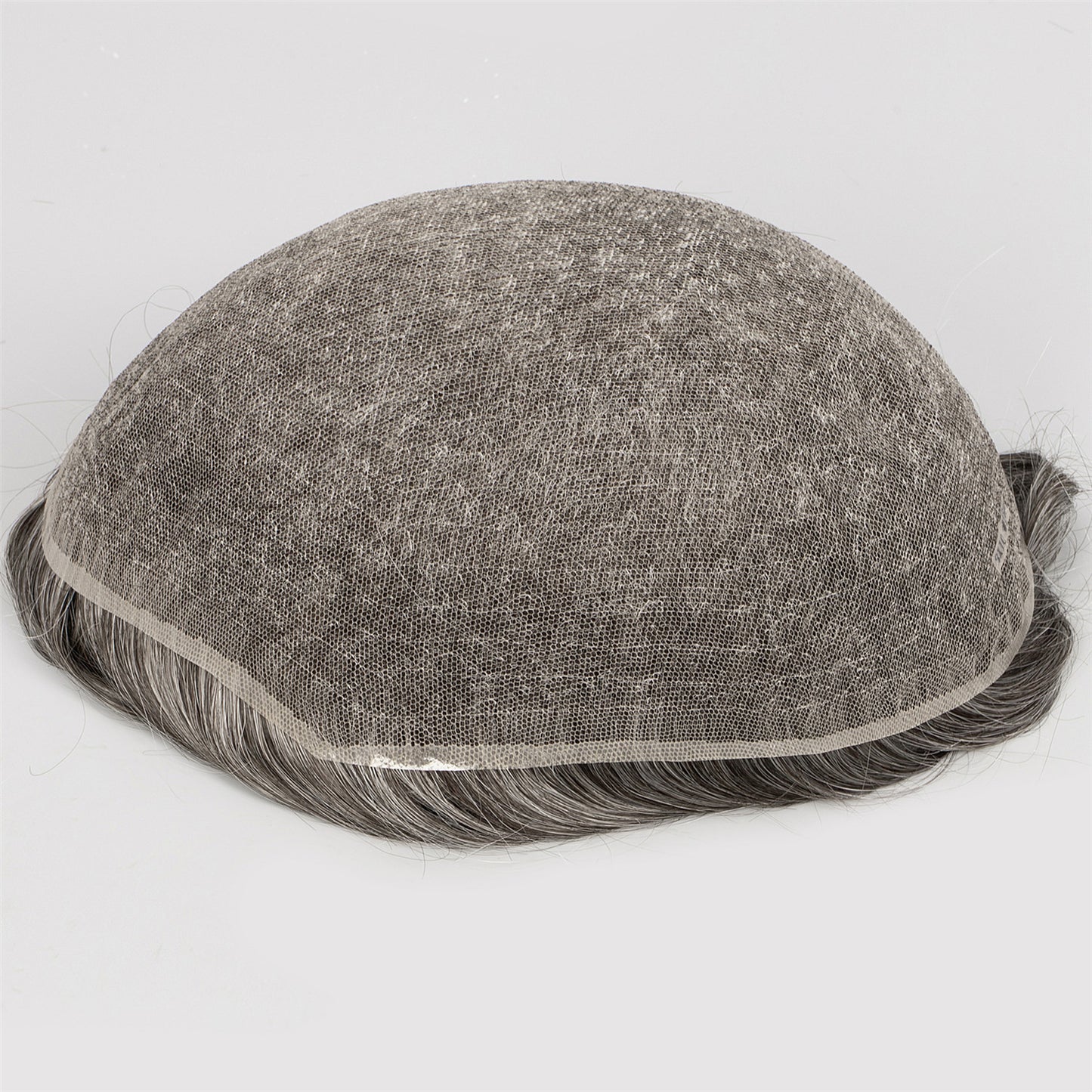 Human Hair Full Lace Toupee Natural Color With 60% Grey Hair System