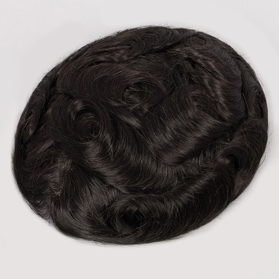 Human Hair Mono Top With PU Around Natural Color Hair Systems