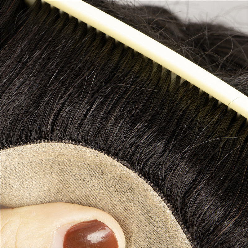 Human Hair Mono Top With PU Around Natural Color Hair Systems