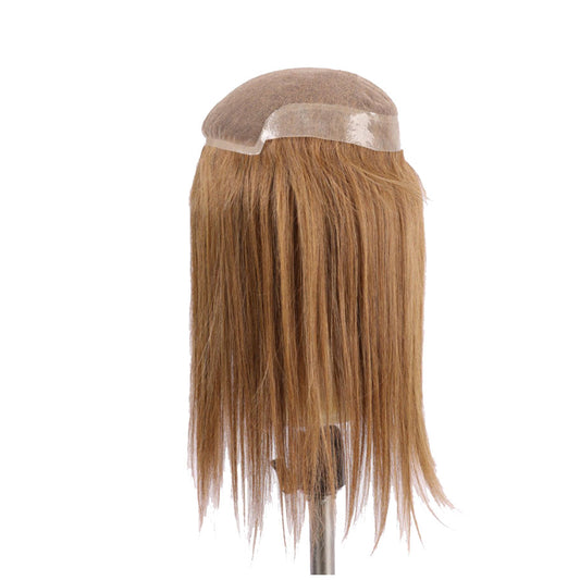 Human Hair Longer Hair Toupee French Lace With Clear PU For Men