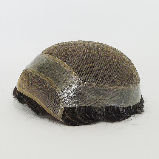 European Hair French Lace With Clear PU Lace Front Men Wigs #1B30