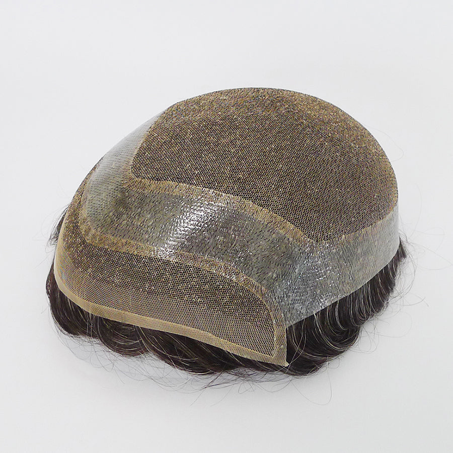 European Hair French Lace With Clear PU Lace Front Men Wigs #1B30