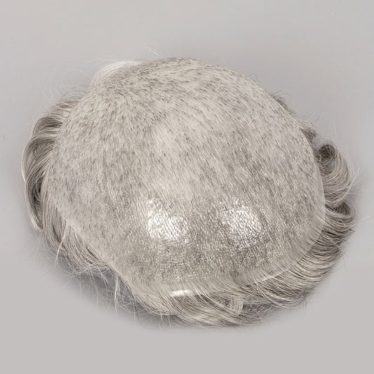 V-loop 0204mm European Human Hair #1B80 Natural Color With 80% GreyThin Skin Hair Systems