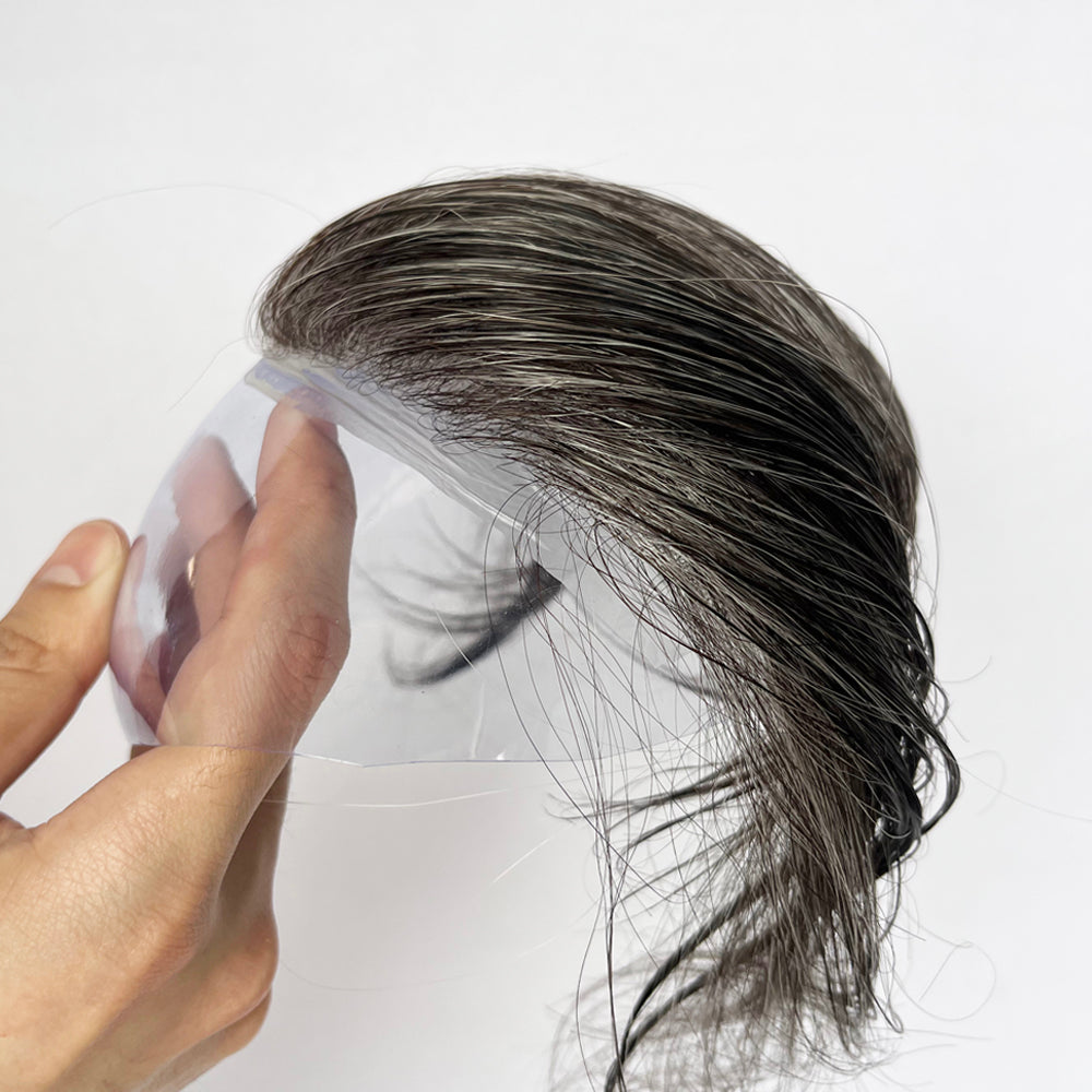100% Human Hair Super Soft V-loop Thin Skin PU Base Hairpiece Topper 