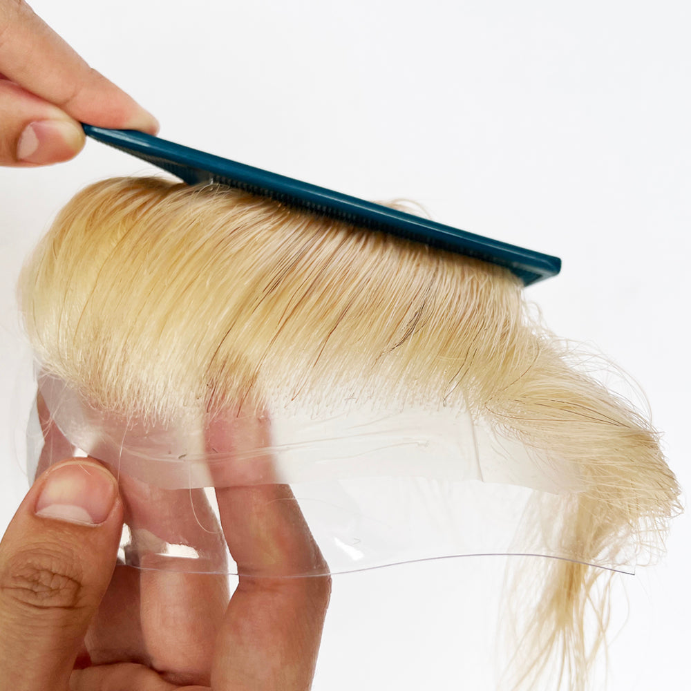 Blonde Color 100% Human Hair Men Receding Hairline Forehead Toupee Super Soft V-loop Topper