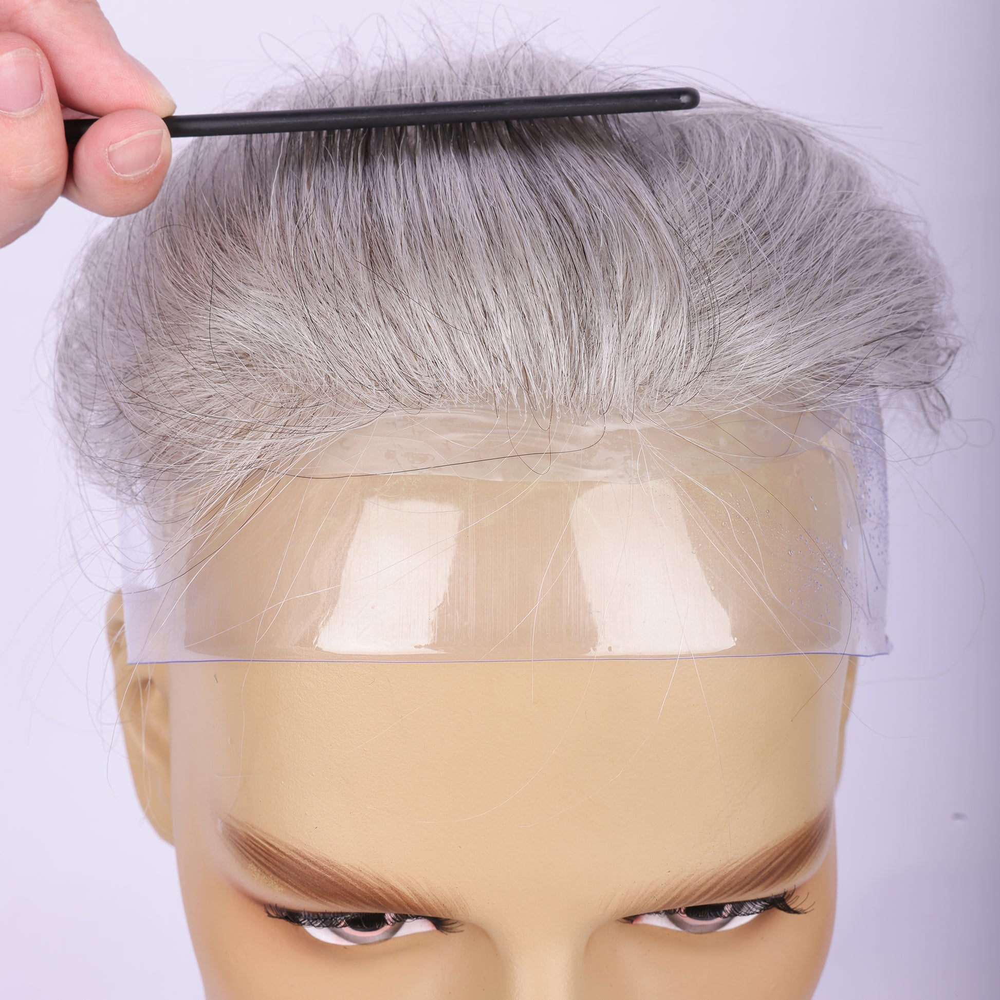 Men Receding Hairline Forehead Toupee 100% Human Hair Super Soft V-loop Thin Skin PU Base Hairpiece Topper