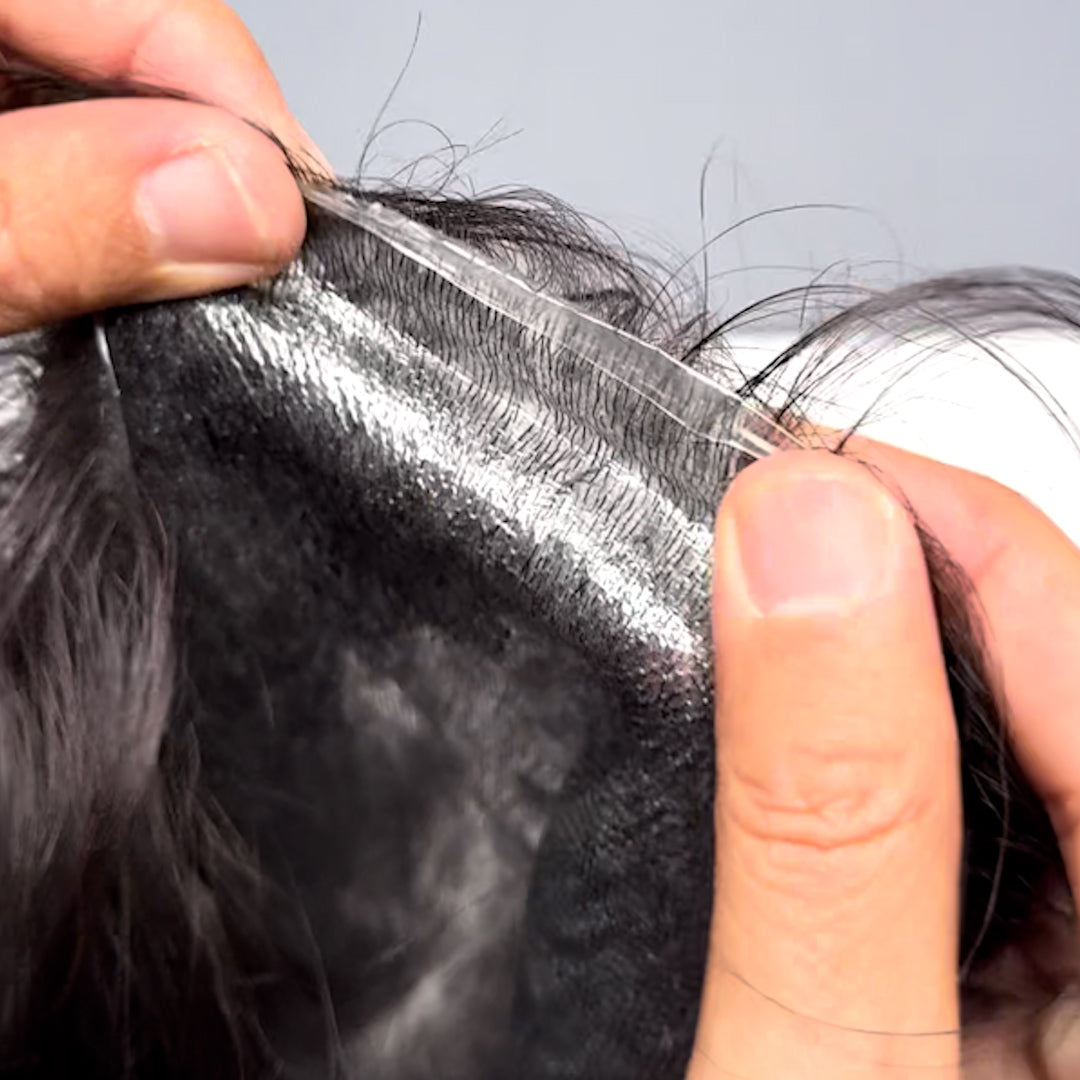 70% Ultra-light Density V-Loop 0.03mm Skin Base Men hair system