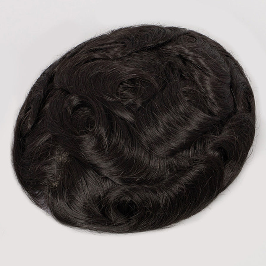 Human Hair Mono Top With PU Around Natural Color Hair Systems