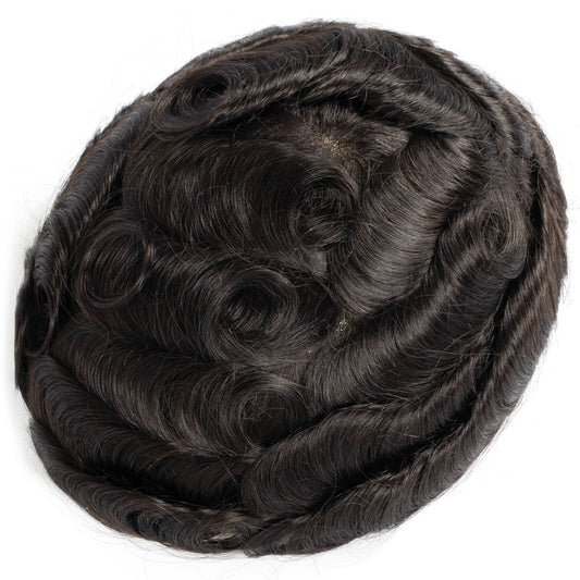 European Hair #1B French Lace With Clear PU Toupee For Men