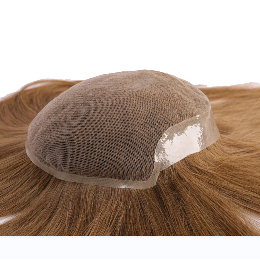 Human Hair Longer Hair Toupee French Lace With Clear PU For Men